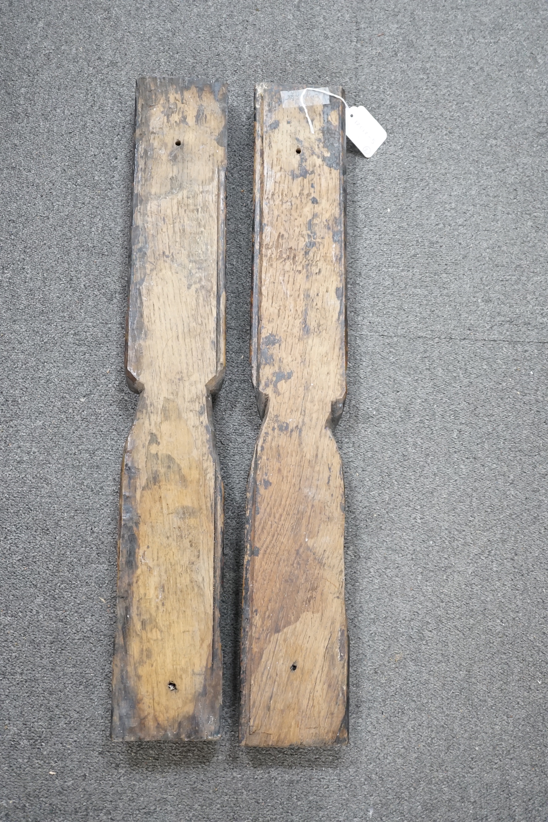 Two 19th century, oak carvings, religious figures, 67cm high